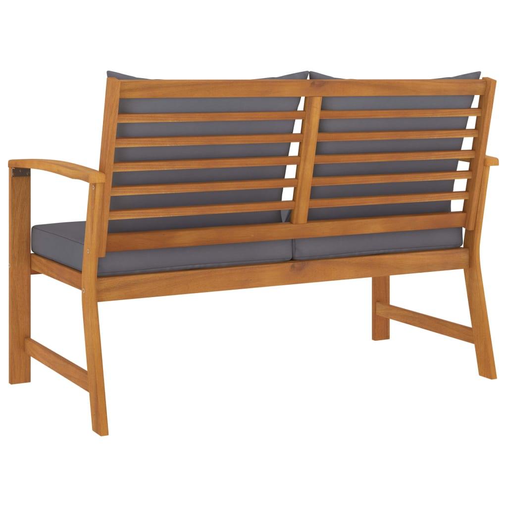 Gartenbank 120 cm mit Dunkelgrauen Kissen Massivholz Akazie - Pazzar.ch