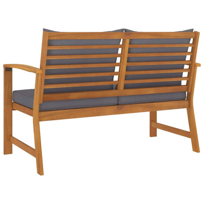 Gartenbank 120 cm mit Dunkelgrauen Kissen Massivholz Akazie - Pazzar.ch