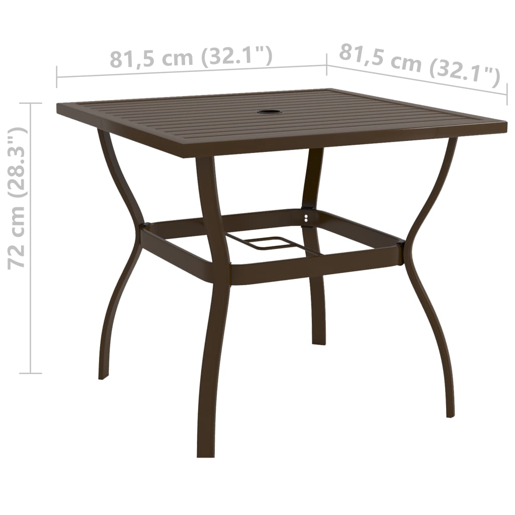 Gartentisch Braun 81,5x81,5x72 cm Stahl - Pazzar.ch