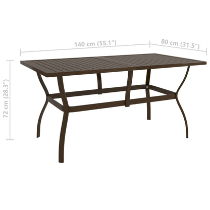 Gartentisch Braun 140x80x72 cm Stahl - Pazzar.ch