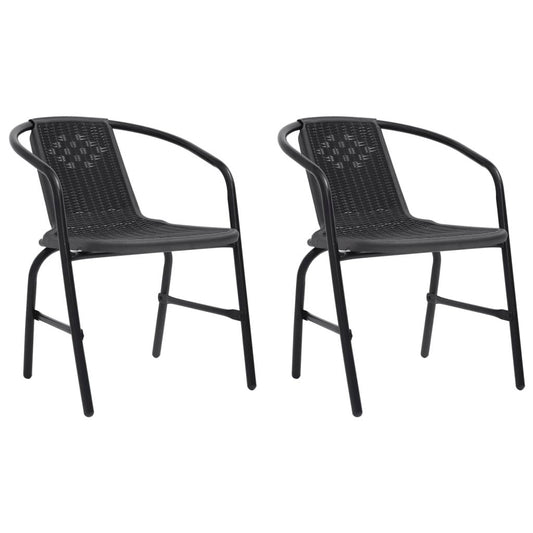 Gartenstühle 2 Stk. Kunststoff Rattan-Optik und Stahl 110 kg - Pazzar.ch