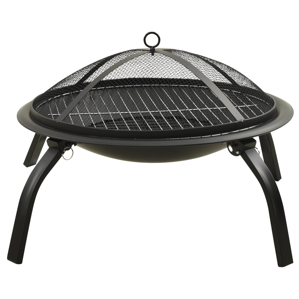 2-in-1 Feuerstelle und Grill mit Schürhaken 56x56x49 cm Stahl - Pazzar.ch