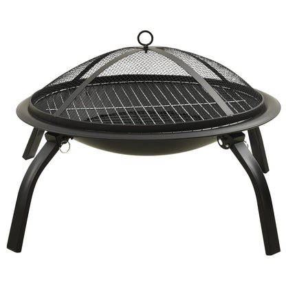 2-in-1 Feuerstelle und Grill mit Schürhaken 56x56x49 cm Stahl - Pazzar.ch