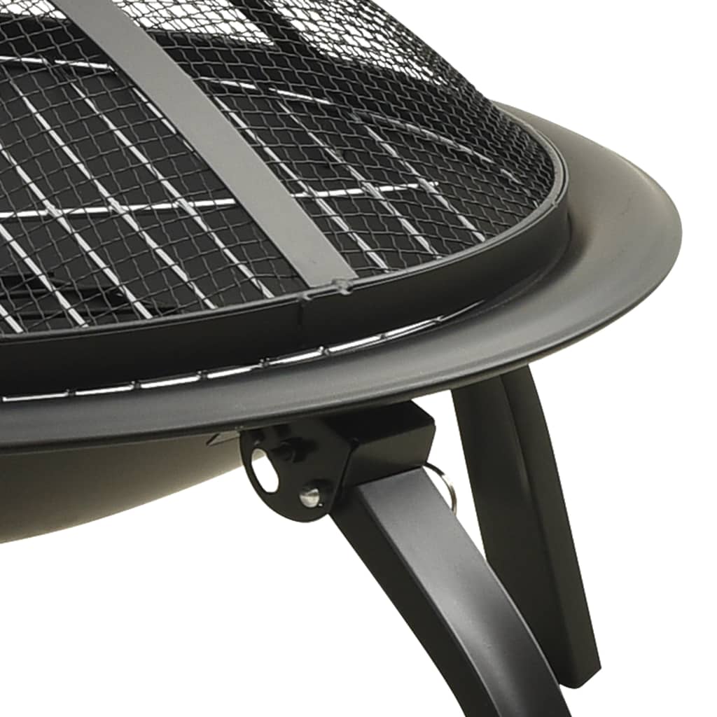 2-in-1 Feuerstelle und Grill mit Schürhaken 56x56x49 cm Stahl - Pazzar.ch