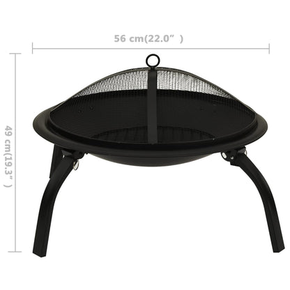 2-in-1 Feuerstelle und Grill mit Schürhaken 56x56x49 cm Stahl - Pazzar.ch