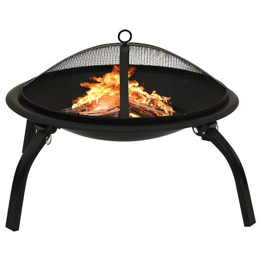 2-in-1 Feuerstelle und Grill mit Schürhaken 56x56x49 cm Stahl - Pazzar.ch