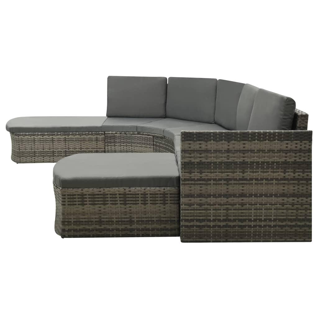 4-tlg. Garten-Lounge-Set mit Auflagen Poly Rattan Grau - Pazzar.ch