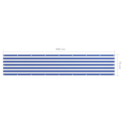 Balkon-Sichtschutz Weiß und Blau 75x400 cm Oxford-Gewebe - Pazzar.ch