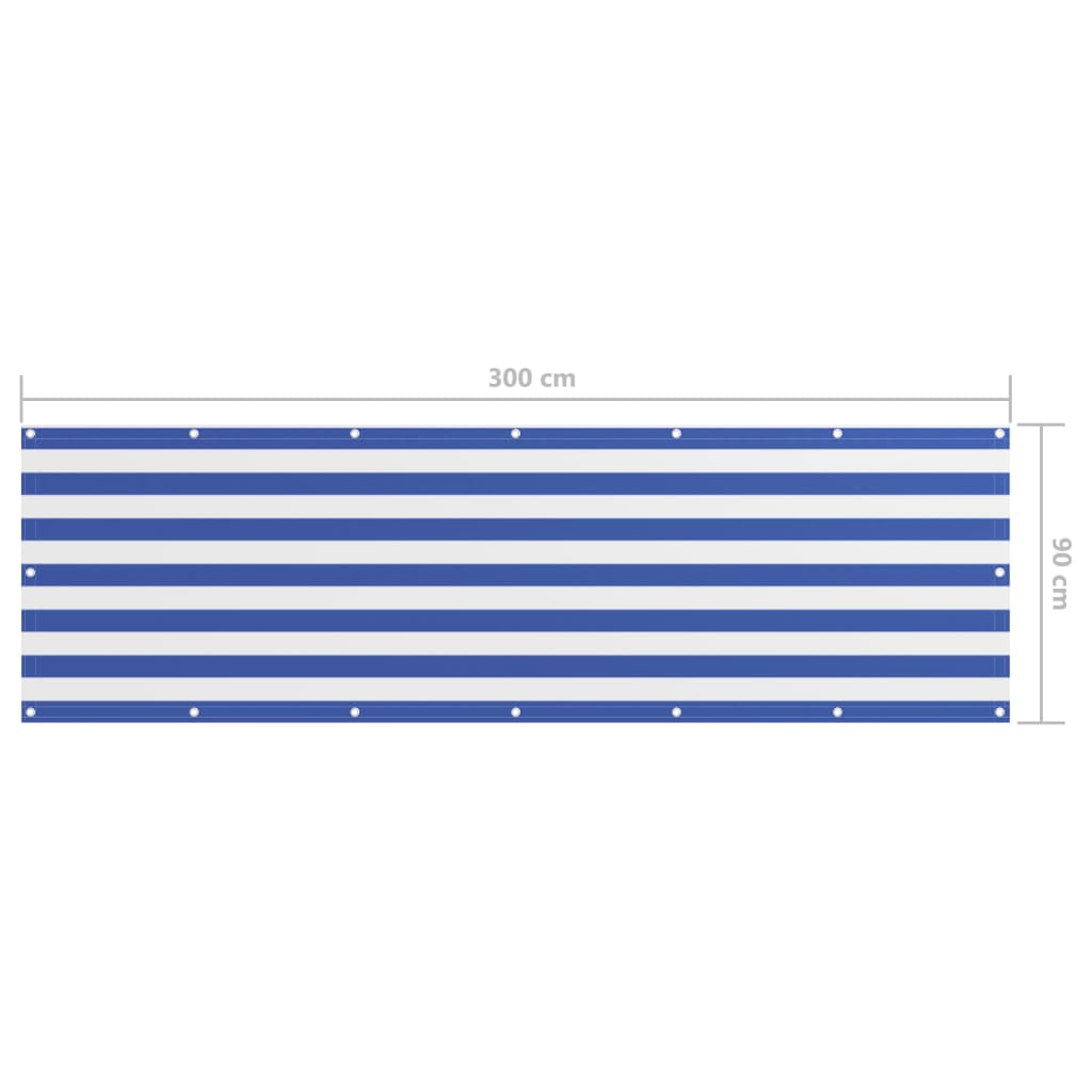 Balkon-Sichtschutz Weiß und Blau 90x300 cm Oxford-Gewebe - Pazzar.ch