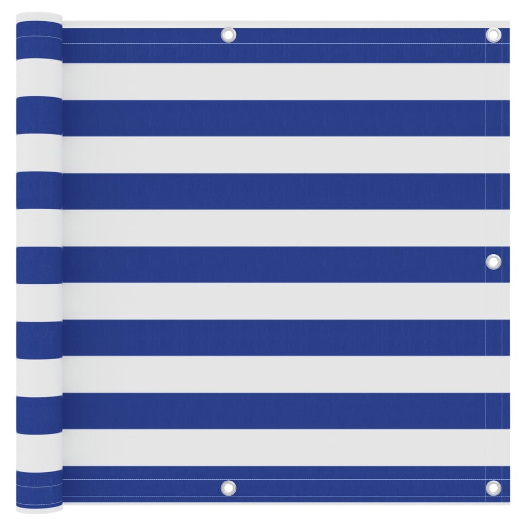Balkon-Sichtschutz Weiß und Blau 90x400 cm Oxford-Gewebe
