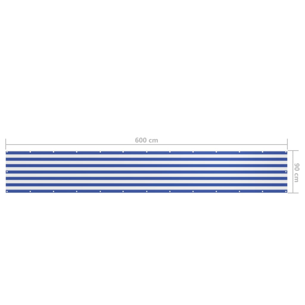 Balkon-Sichtschutz Weiß und Blau 90x600 cm Oxford-Gewebe - Pazzar.ch