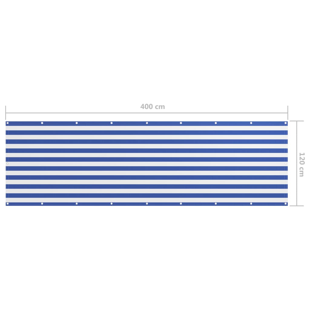 Balkon-Sichtschutz Weiß und Blau 120x400 cm Oxford-Gewebe - Pazzar.ch