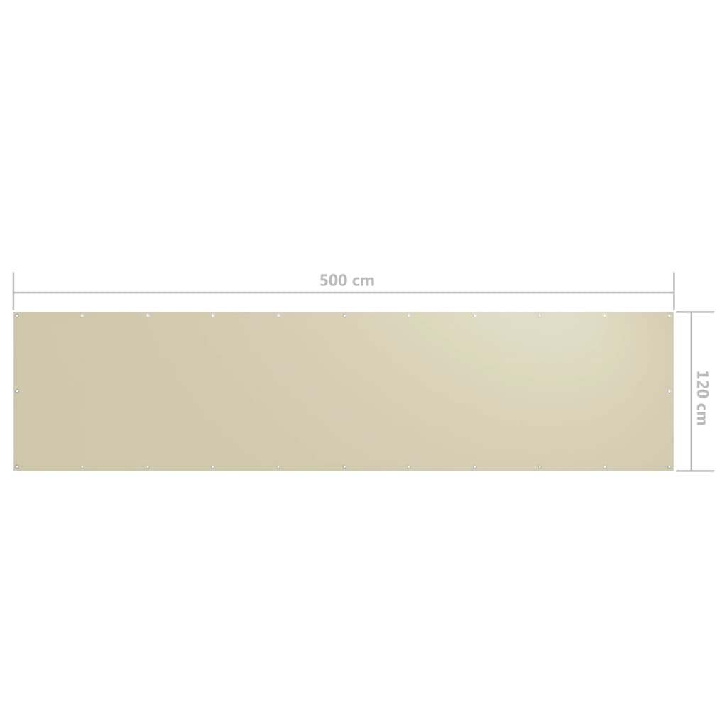 Balkon-Sichtschutz Creme 120x500 cm Oxford-Gewebe - Pazzar.ch