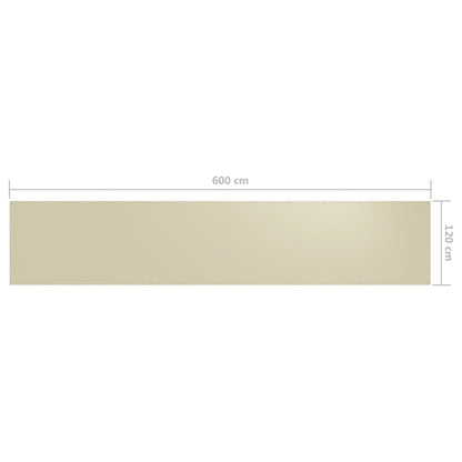 Balkon-Sichtschutz Creme 120x600 cm Oxford-Gewebe - Pazzar.ch