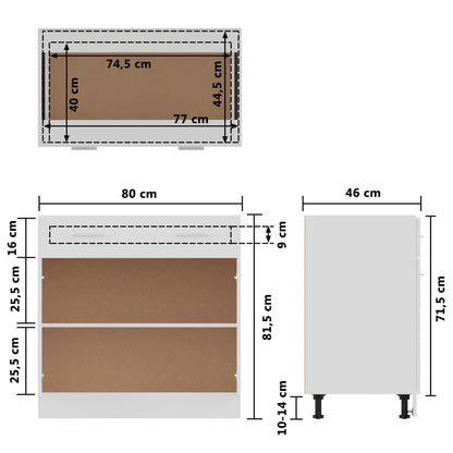 Schubunterschrank Weiß 80x46x81,5 cm Holzwerkstoff - Pazzar.ch