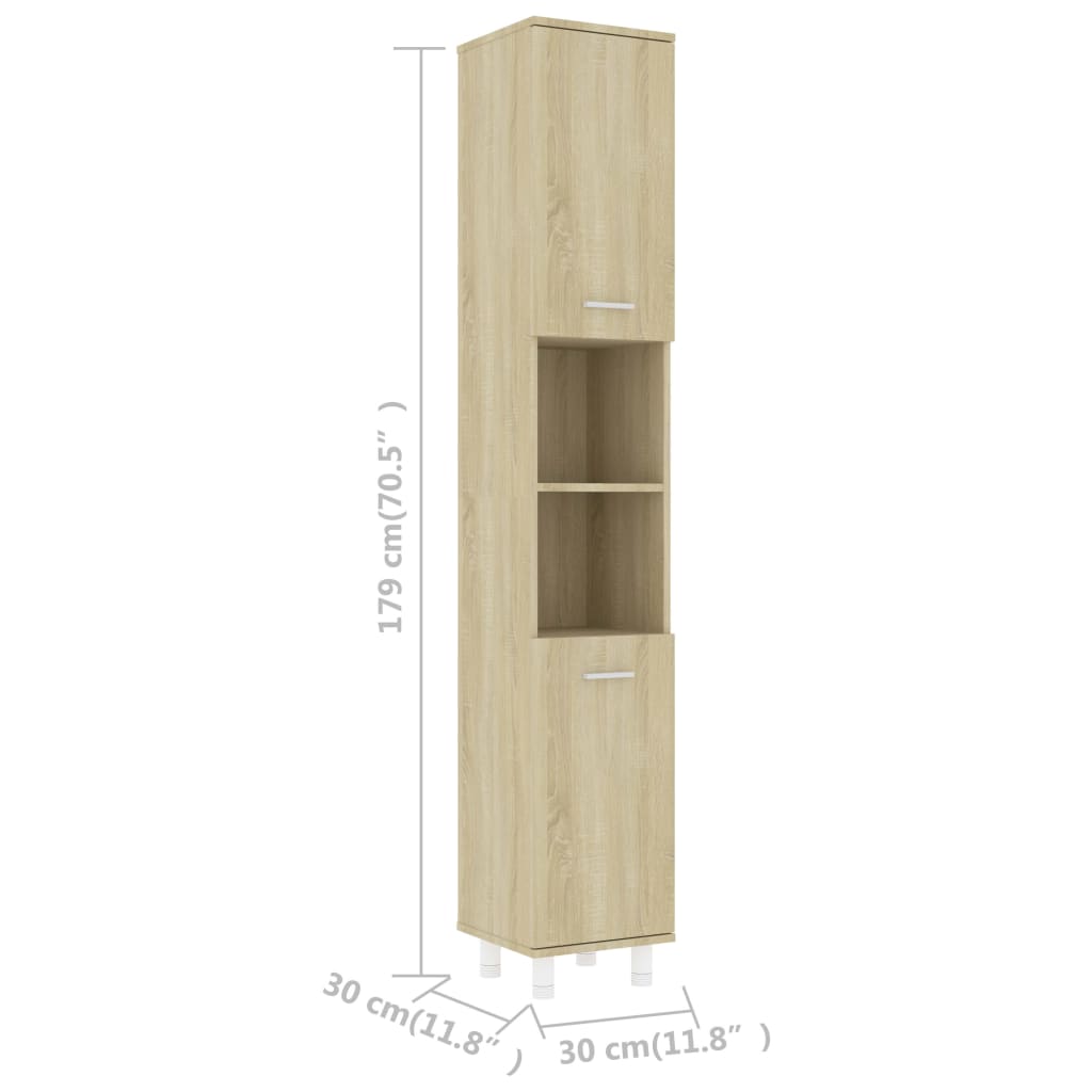 Badezimmerschrank Sonoma-Eiche 30x30x179 cm Holzwerkstoff - Pazzar.ch