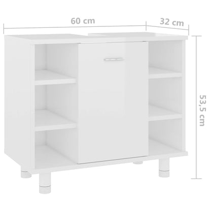 Badezimmerschrank Hochglanz-Weiß 60x32x53,5 cm Holzwerkstoff - Pazzar.ch