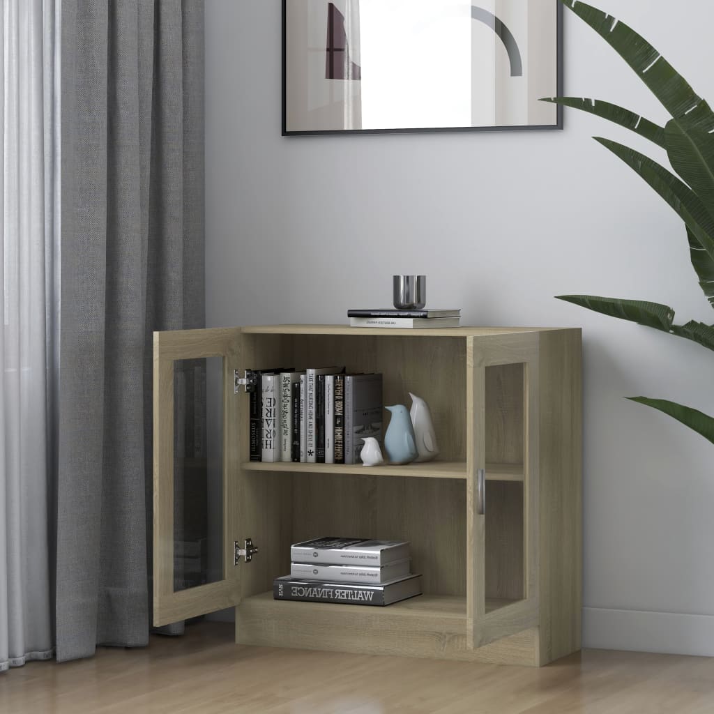 Vitrinenschrank Sonoma-Eiche 82,5x30,5x80 cm Holzwerkstoff - Pazzar.ch