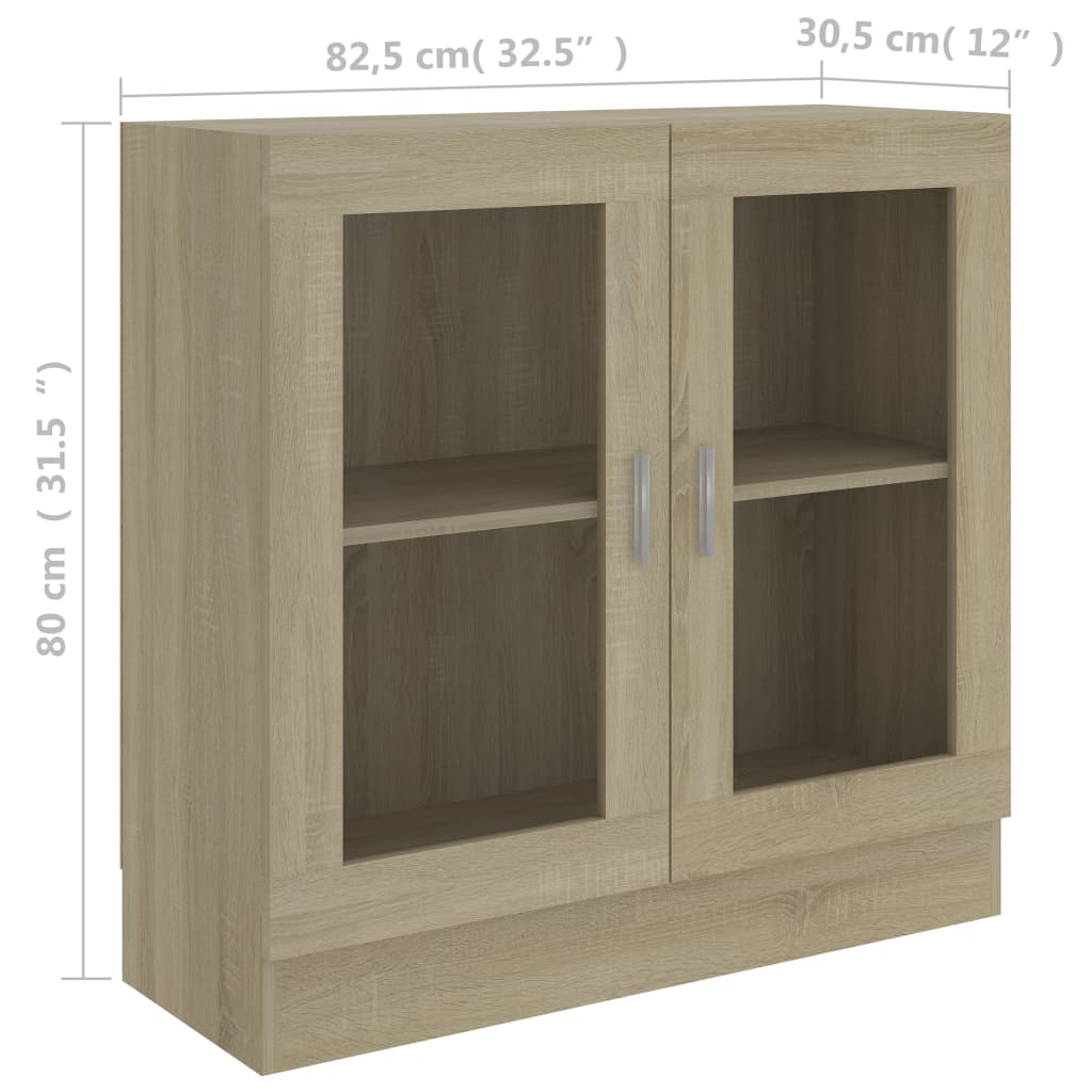Vitrinenschrank Sonoma-Eiche 82,5x30,5x80 cm Holzwerkstoff - Pazzar.ch