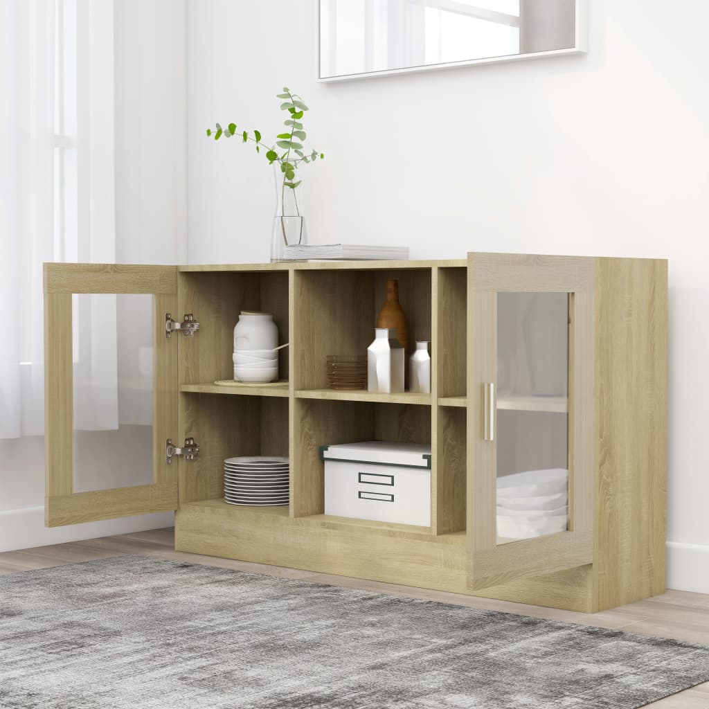 Vitrinenschrank Sonoma-Eiche 120x30,5x70 cm Holzwerkstoff - Pazzar.ch
