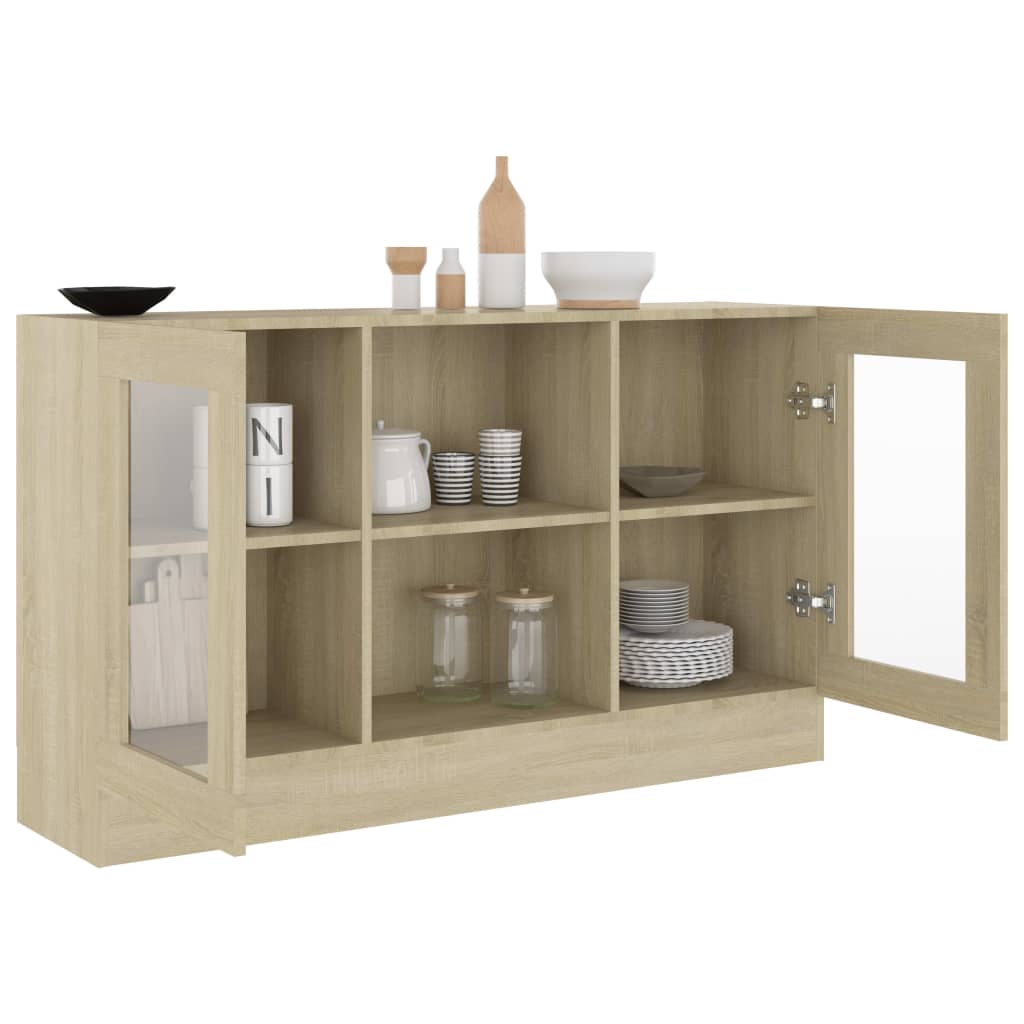 Vitrinenschrank Sonoma-Eiche 120x30,5x70 cm Holzwerkstoff - Pazzar.ch