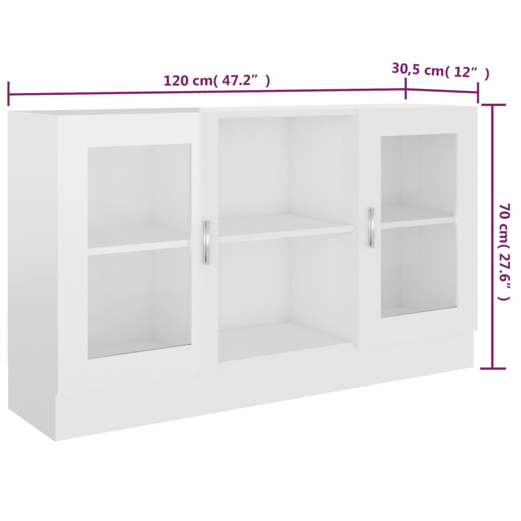 Vitrinenschrank Hochglanz-Weiß 120x30,5x70 cm Holzwerkstoff - Pazzar.ch