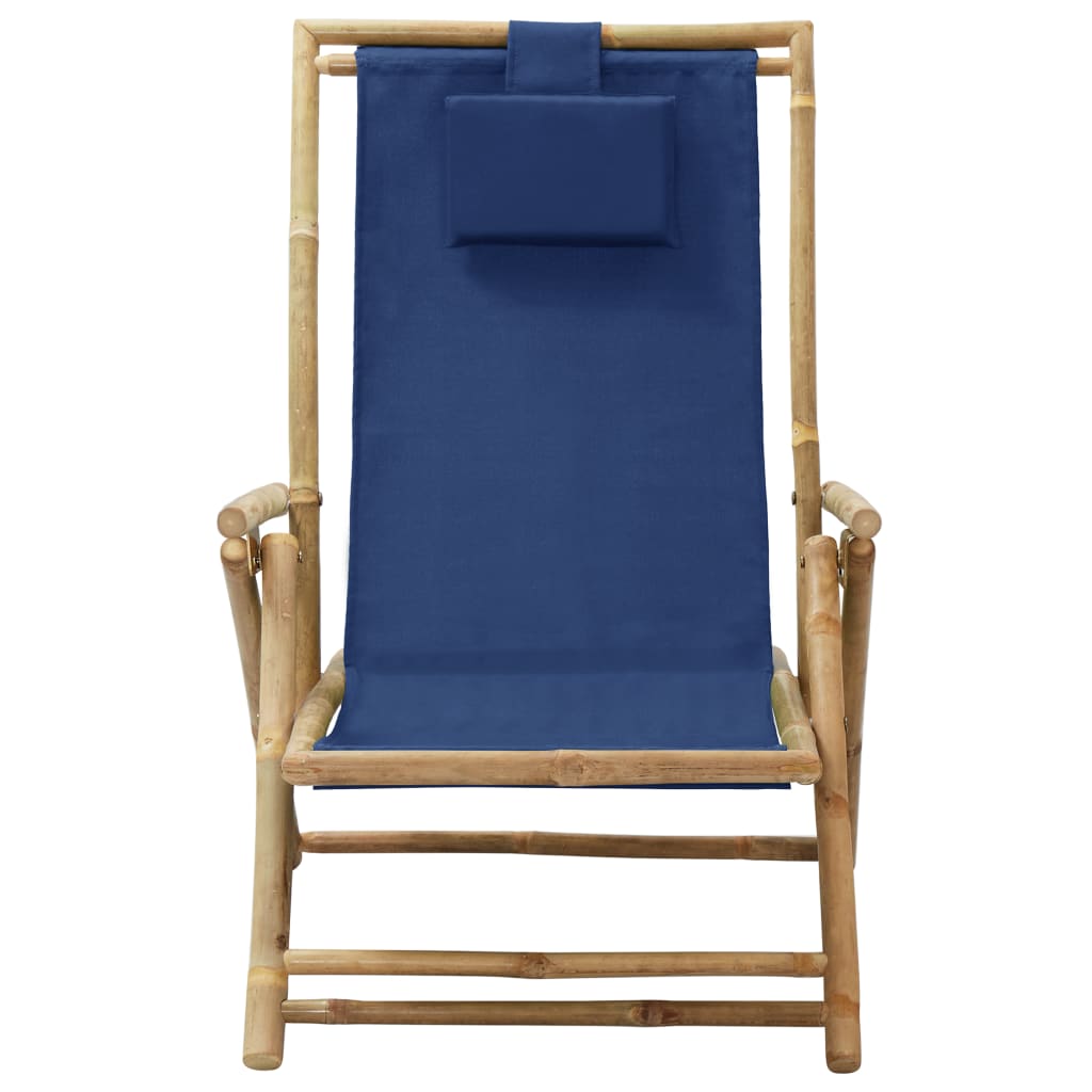 Verstellbarer Relaxstuhl Marineblau Bambus und Stoff - Pazzar.ch