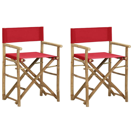Klappbare Regiestühle 2 Stk. Rot Bambus und Stoff - Pazzar.ch