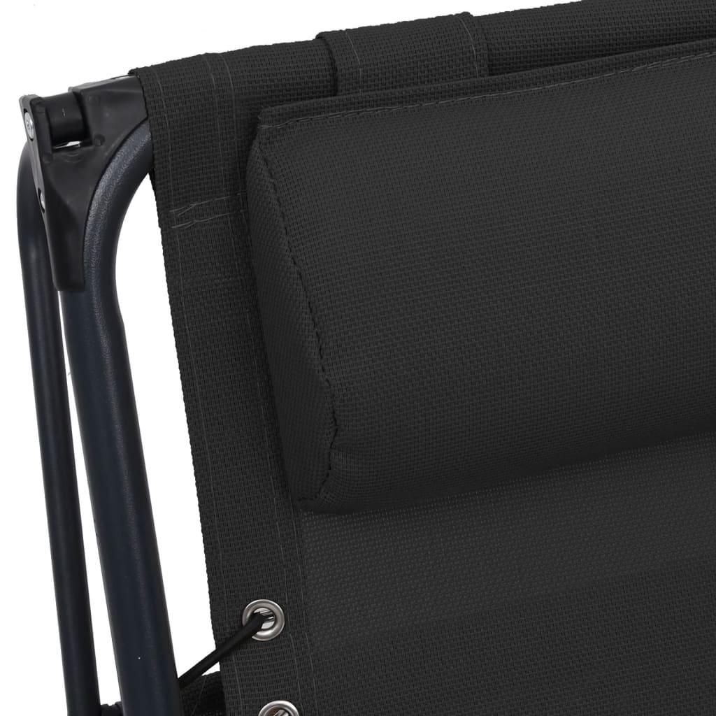Klappbare Liegestühle 2 Stk. Textilene Schwarz - Pazzar.ch