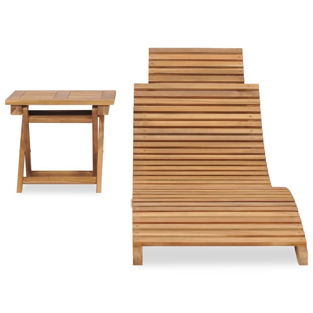Klappbare Sonnenliege mit Tisch Massivholz Teak - Pazzar.ch