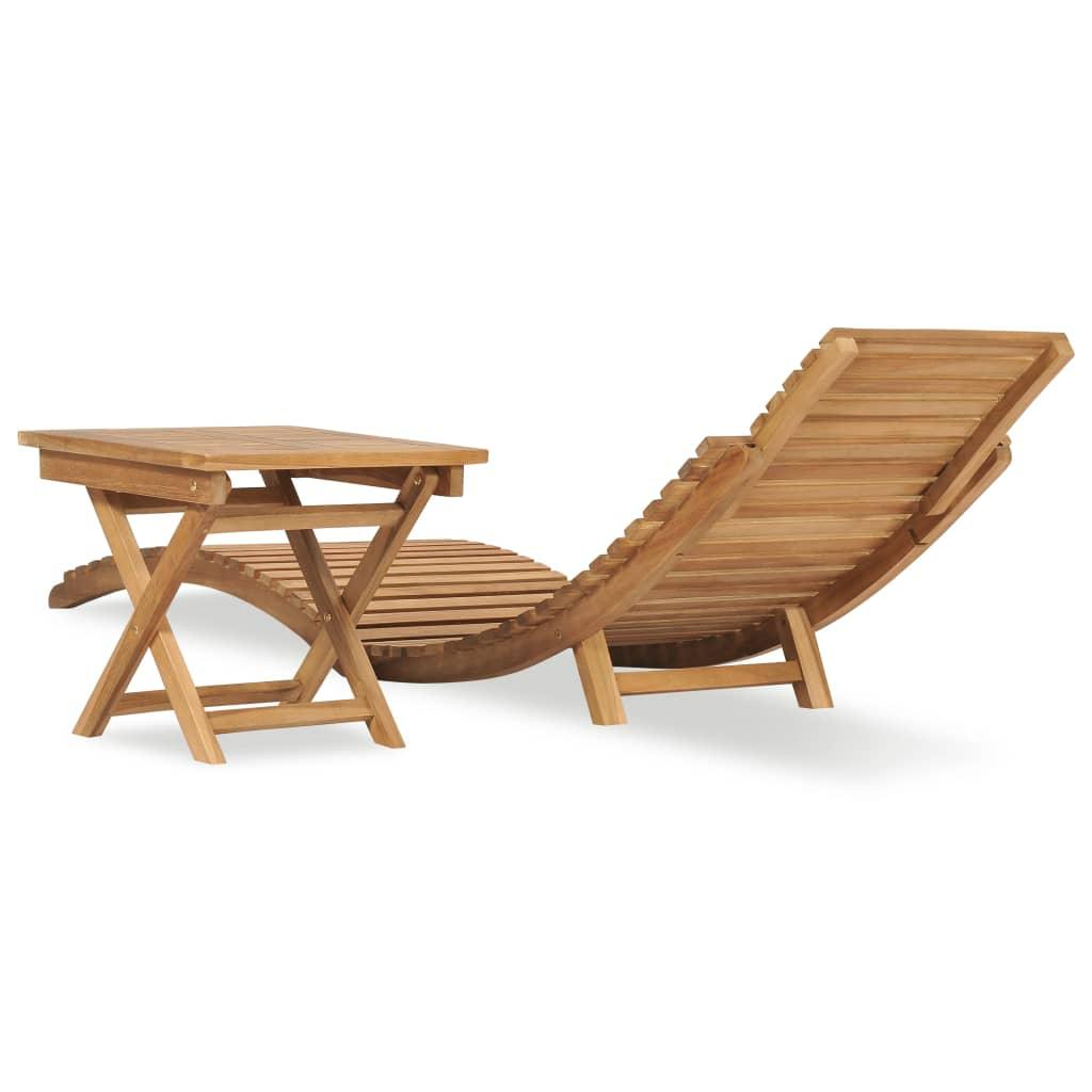 Klappbare Sonnenliege mit Tisch Massivholz Teak - Pazzar.ch