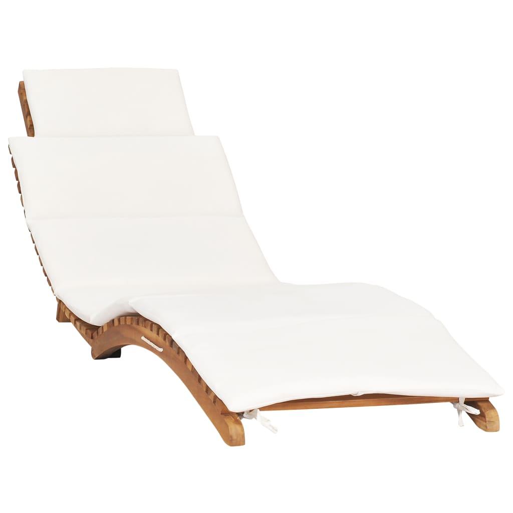 Klappbare Sonnenliege mit Cremeweißer Auflage Massivholz Teak - Pazzar.ch