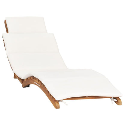 Klappbare Sonnenliege mit Cremeweißer Auflage Massivholz Teak - Pazzar.ch