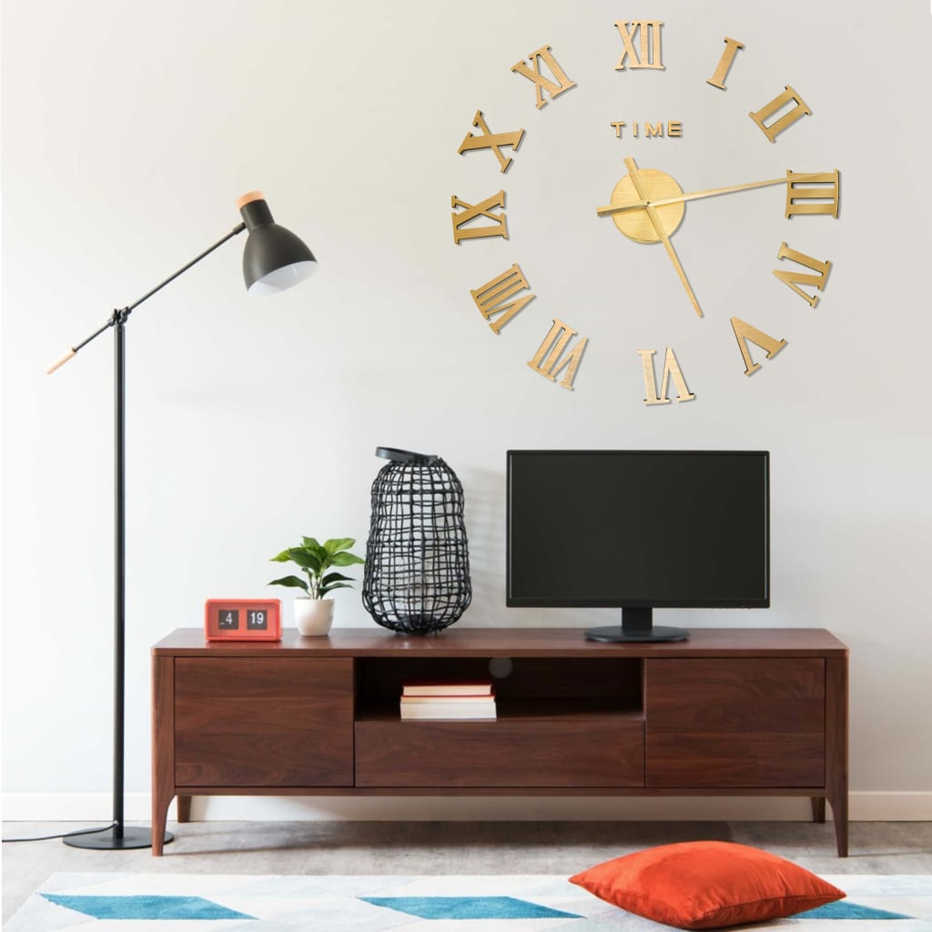 3D-Wanduhr Modernes Design Golden 100 cm XXL - Pazzar.ch