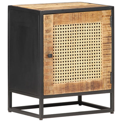 Nachttisch 40x30x50 cm Raues Mangoholz und Wiener Geflecht - Pazzar.ch