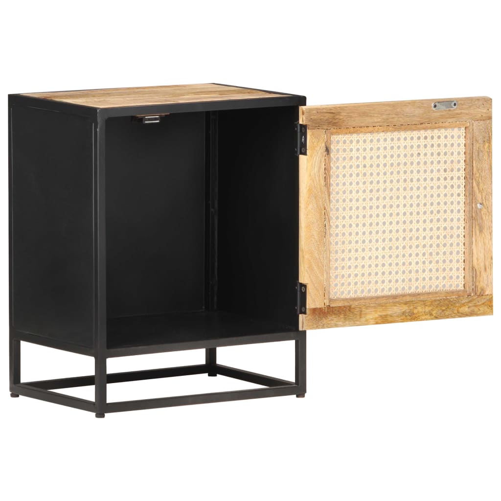Nachttisch 40x30x50 cm Raues Mangoholz und Wiener Geflecht - Pazzar.ch