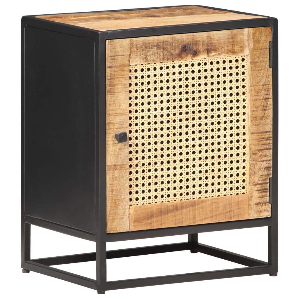 Nachttisch 40x30x50 cm Raues Mangoholz und Wiener Geflecht - Pazzar.ch