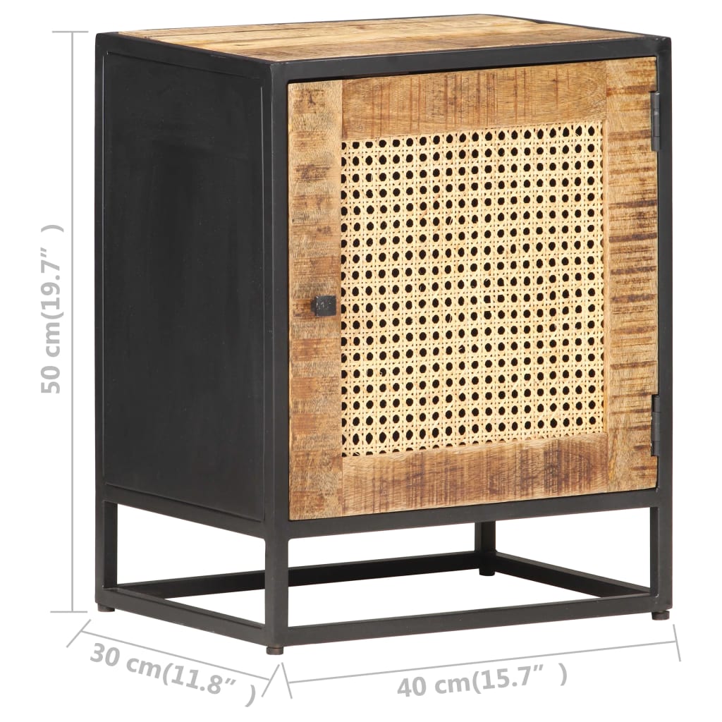Nachttisch 40x30x50 cm Raues Mangoholz und Wiener Geflecht - Pazzar.ch