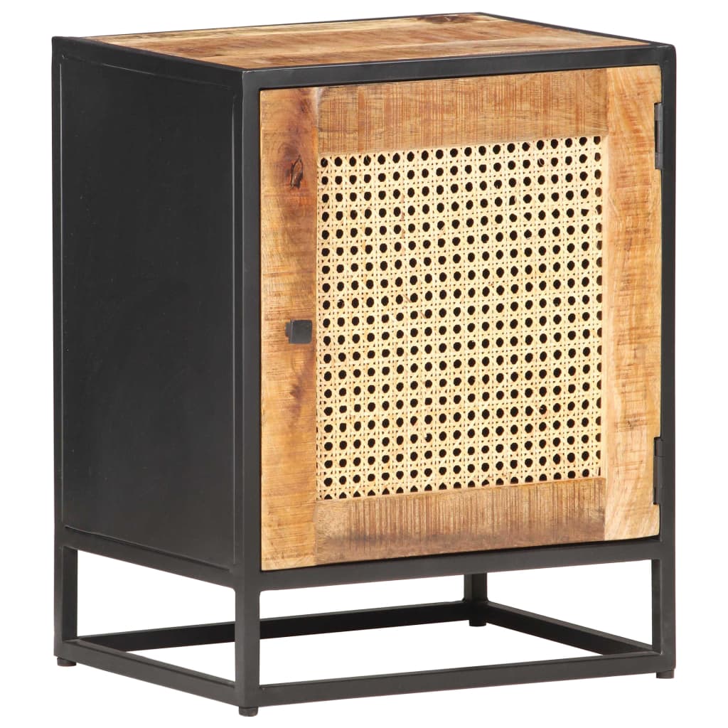 Nachttisch 40x30x50 cm Raues Mangoholz und Wiener Geflecht - Pazzar.ch