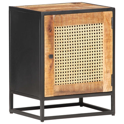 Nachttisch 40x30x50 cm Raues Mangoholz und Wiener Geflecht - Pazzar.ch
