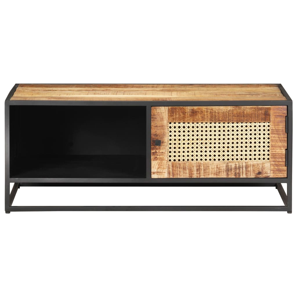 Couchtisch 90x50x35 cm Raues Mangoholz und Wiener Geflecht - Pazzar.ch