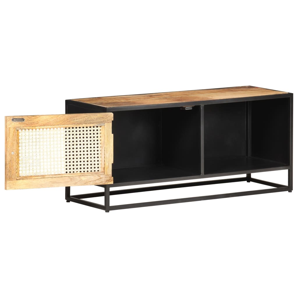 TV-Schrank 90x30x40 cm Raues Mangoholz und Wiener Geflecht - Pazzar.ch