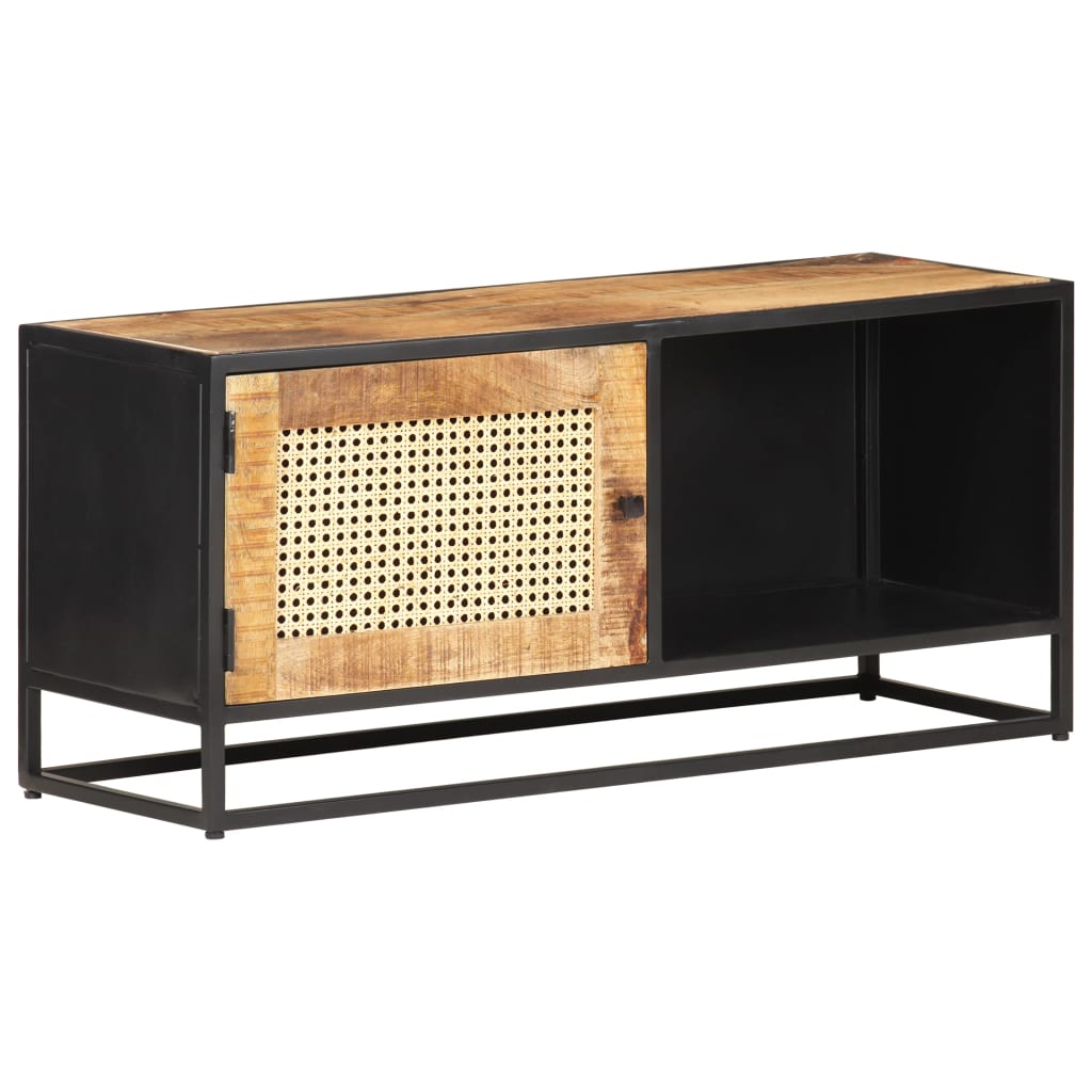 TV-Schrank 90x30x40 cm Raues Mangoholz und Wiener Geflecht - Pazzar.ch