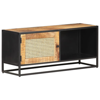 TV-Schrank 90x30x40 cm Raues Mangoholz und Wiener Geflecht - Pazzar.ch