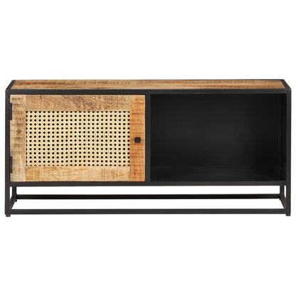 TV-Schrank 90x30x40 cm Raues Mangoholz und Wiener Geflecht - Pazzar.ch