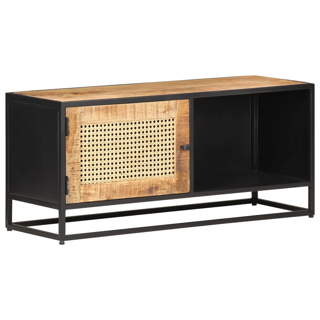 TV-Schrank 90x30x40 cm Raues Mangoholz und Wiener Geflecht - Pazzar.ch