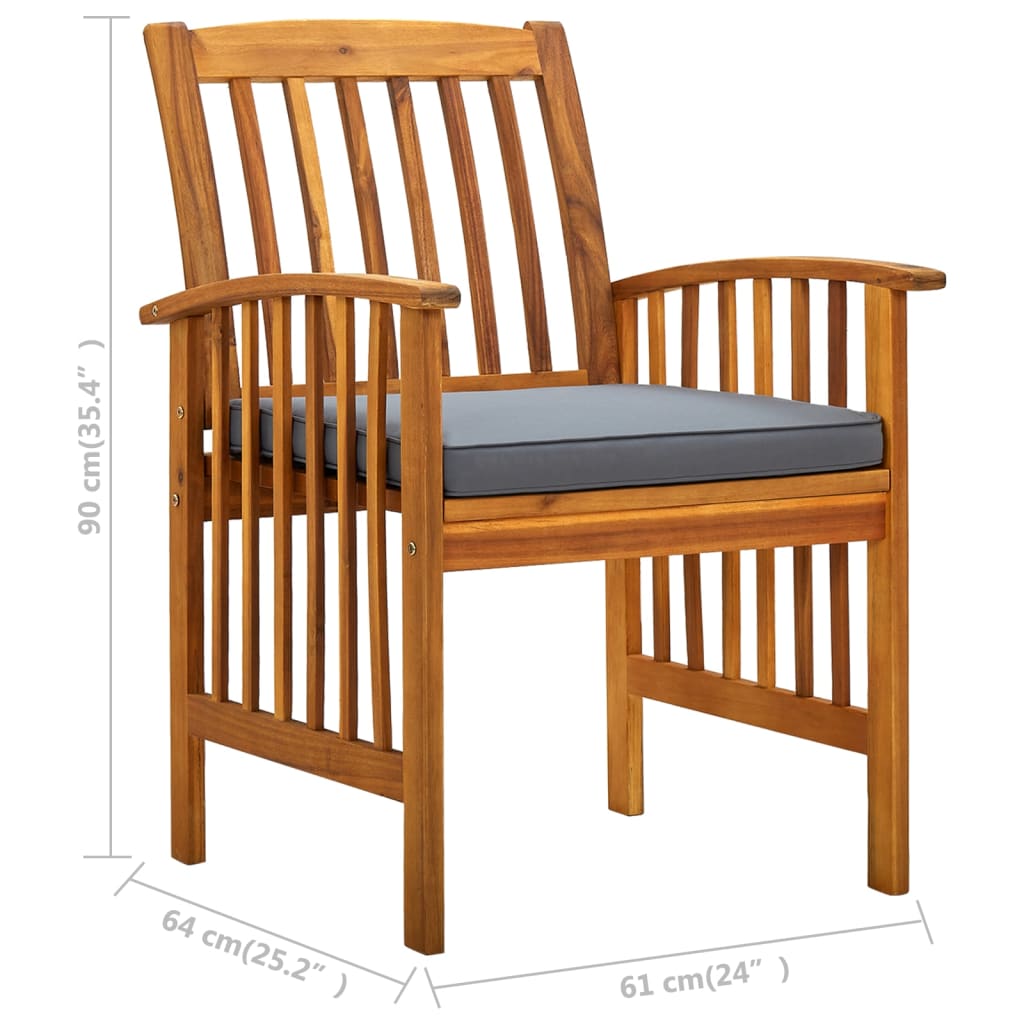 Garten-Essstühle 3 Stk. mit Kissen Massivholz Akazie - Pazzar.ch