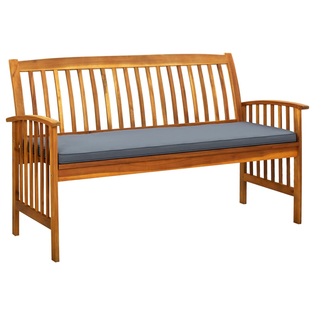 Gartenbank mit Kissen 147 cm Massivholz Akazie - Pazzar.ch