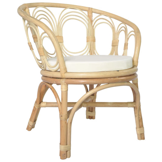 Esszimmerstuhl mit Auflage Natur Rattan und Leinenbezug - Pazzar.ch