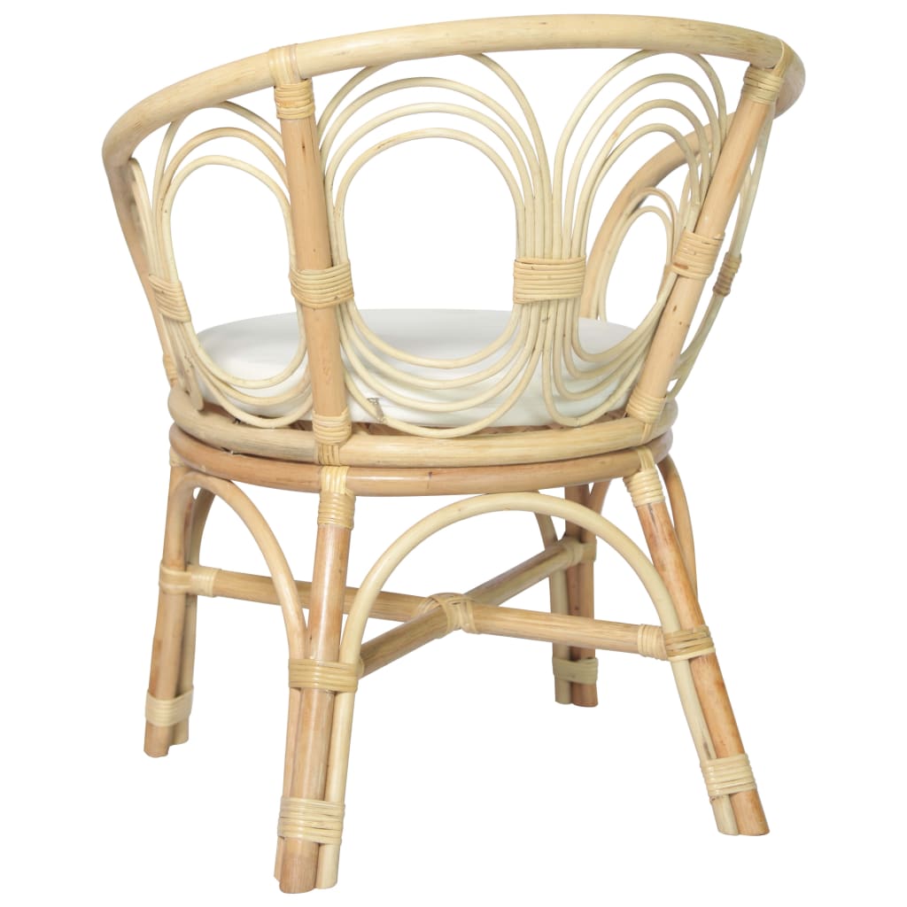 Esszimmerstuhl mit Auflage Natur Rattan und Leinenbezug - Pazzar.ch
